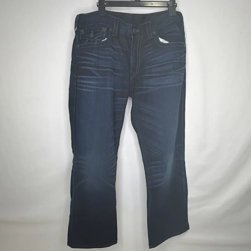 True Religion Men's Jeans Ricky Straight w/ Flap City Highlight Size 36x28